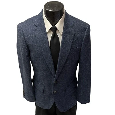 J Crew LUDLOW Slim Moon Men Blue Sport Coat WOOL TWEED Jacket HERRINGBONE Blazer - Image 1 of 4