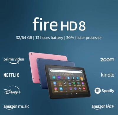 Amazon Fire HD 8 tablet, 8” HD Display, 32 GB 12th gen 2022 Release, Rose - Image 1 of 4