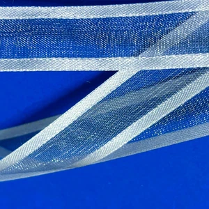 Silver Sheer Ribbon Satin Edge Trim Nylon Polyester 5/8" Wide 15 yds - Picture 1 of 3