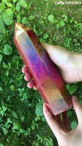 Martian Crimson Red Clouds Tower Point Aura Quartz Crystal 7in - Picture 1 of 10