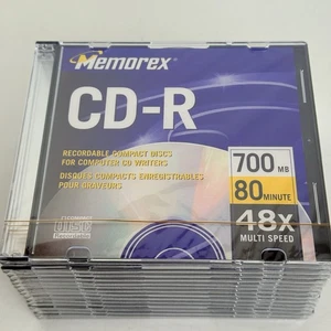 15 New Memorex CD-R Recordable Compact Discs 700 MB 80 Min 48x w/Jewel Cases - Picture 1 of 2