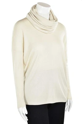 Suéter Ralph Lauren Etiqueta Negra Marfil Convertible Seda Cachemira Cuello Alto Talla M Foto 1 de 4