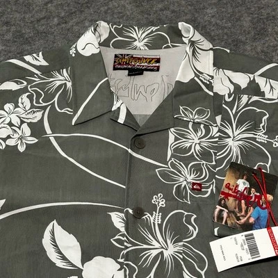 NEW Deadstock Vtg 90s Quiksilver Hawaiian Boardriding Shirt Mens L Green Floral - Image 1 of 4