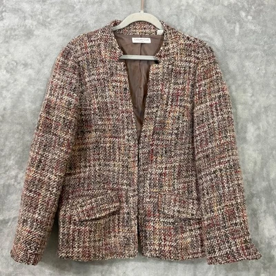 Blazer Coldwater Creek Clásico Carrera Multi Tweed Mezcla de Lana Gancho para Ojos Mujeres 14 Foto 1 de 4