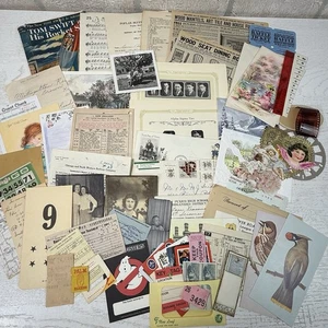Vintage Ephemera Lot Paper Documents 60 Pieces Junk Journaling Art Projects - Picture 1 of 10
