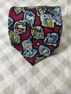 Tino Cosma 100%意大利丝绸领带红色和蓝色图案 — 第 1/4 张图片