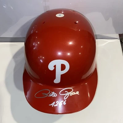 Pete Rose Signed Phillies,  4256 Inscription ABC 7 3/8 Official Helmet JSA COA - Image 1 of 4