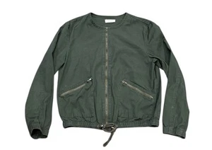 Freebird Womens Utility Zip Jacket Lightweight Bomber Army Green Minimalist S - Picture 1 of 4