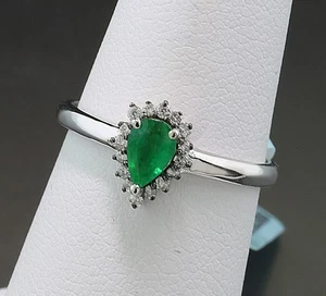Wert 1760 Euro Smaragd Diamant Ring 750-Weißgold 18 Karat Neu - Picture 1 of 3