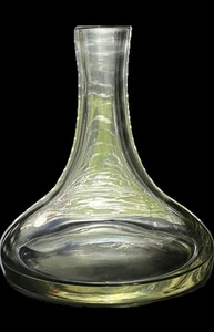 Vintage Wide Base Wine Crystal Decanter Yellow Hue 8.5x7.5" MCM - Picture 1 of 7