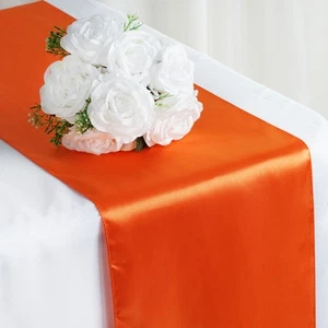 Orange SATIN 12x108" Table RUNNER Wedding Party Catering Dinner Decorations SALE - Picture 1 of 4