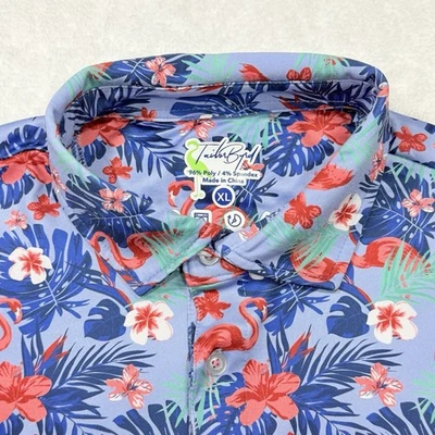 TailorByrd Performance Mens XL Golf Polo Shirt Flamingo Floral Quick Dry - Image 1 of 4