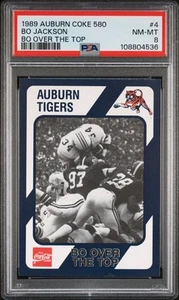 1989 COLLEGIATE COLLECTION AUBURN COKE 580 BO OVER THE TOP #4 BO JACKSON PSA 8 - Picture 1 of 2