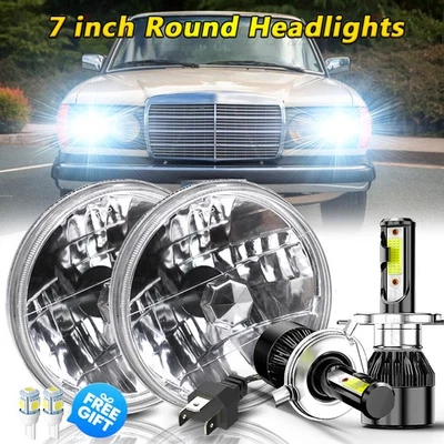 Faros LED H4 redondos de 7" pulgadas para Mercedes Benz 240D 300D 220D 300TD 280 Foto 1 de 4