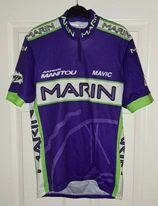 Vintage 1990's Marin Green & Purple Mountain Bike MTB Cycle Jersey Rare. Size S. - Picture 1 of 7