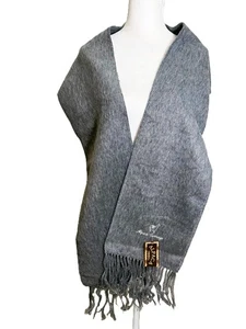 Alpaca Camargo Women's Winter Scarf Gray Fringe Made in Peru NWT - Picture 1 of 7