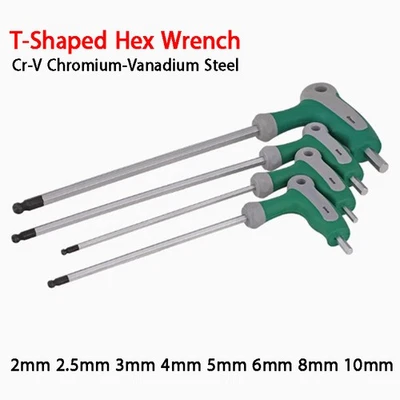 T-Handle Ball Point Long Metric Hex Allen key 2mm/2.5mm/3mm/4mm/5mm/6mm/8mm/10mm - Image 1 of 4