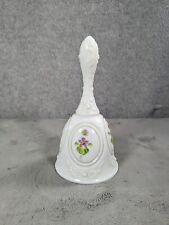 Fenton Violets in the Snow Medallion Milk Hand Painted Glass Bell