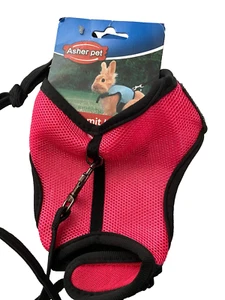 Asher Pet Harness with Lead Rabbit Pink Mesh 1.20m Elastic Lead - Picture 1 of 6