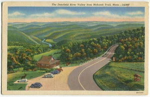 Linen Postcard - Mohawk Trail, Massachusetts - The Deerfield River Valley (1948) - Picture 1 of 2
