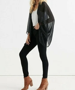 NWT Lucky Brand Womens Black Polka Dot Print Short Kimono Bolero - one size - Picture 1 of 1