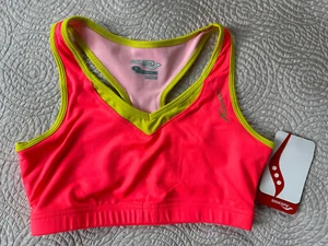 SAUCONY Womens Sports Bra - IGNITE - MED - HOT PINK RACER BACK - New -4 CHARITY* - Picture 1 of 6