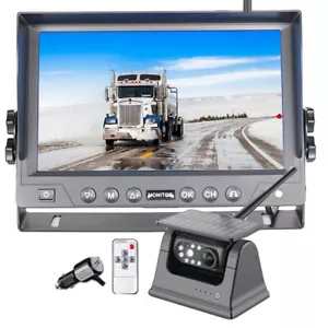 9" Digital Wireless Monitor DVR Solar Magnet Recharge Backup Camera For Truck RV - Picture 1 of 12