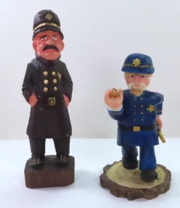 (2) Vintage Resin / Wood Comical Policemen Constables Cops Enesco Hand Painted - Picture 1 of 24