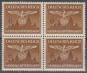 Stamp Germany Poland General Gov't Mi D25 Block 1943 WW2 Emblem War MNH - Picture 1 of 2