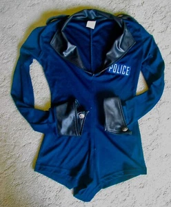 HALLOWEEN SeXy POLICE LADY WOMAN MINI ONE PIECE SUIT COSTUME NAVY BADGE EPAULETS - Picture 1 of 8