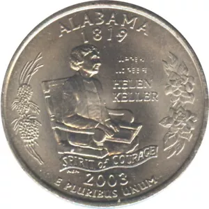 USA 1/4 Dollar Washington Quarter Alabama 2003 P AU in a capsule - Picture 1 of 1