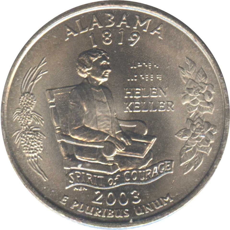 USA 1/4 Dollar Washington Quarter Alabama 2003 P AU in a capsule - Image 1 of 1
