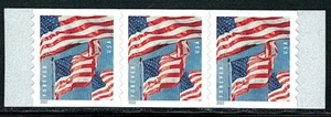 Mint US Strip of 3 Coil Flag Stamp, Scott# 5657 (MNH) - Picture 1 of 1