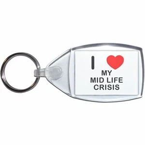 My Mid Life Crisis I Love Heart Clear Plastic Key Ring (S, M or L) - Picture 1 of 8