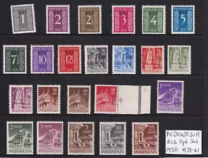 ROW428) Indonesia 1950 ‘RIS’ overprint set of 24 1c to 25r, some lower values - Picture 1 of 2