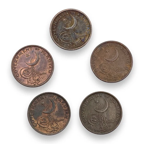 Lot of 5 Pakistan Mixed 1 Paisa & 1 Pice Coins 1960s Dates Some Toned #SAI9 Cover