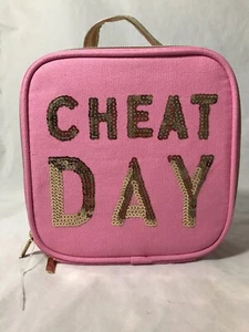 Cheat Day Pink Softside Lunch Box Gold Sequins With Container by Slant New - Picture 1 of 6