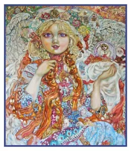 Angel Celebrating Christmas Contemporary Yumi Sugai Counted Cross Stitch Pattern - Picture 1 of 4