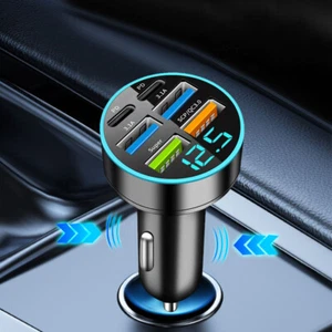 2 PD+4 USB 66W Car Phone Charger Type C Fast Charging Adapter Cigarette Lighter - Picture 1 of 11
