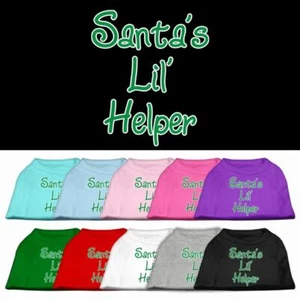 Santa's Lil' Helper Screen Print Dog Cat Pet Puppy Christmas Shirt - Picture 1 of 13