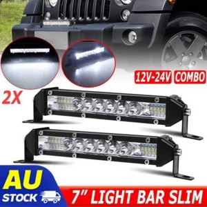 2x 7" inch 96W LED Work Light Bar Combo Slim Single Row Lamp Driving Offroad SUV - Picture 1 of 14