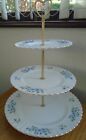 3 tier XL china cake stand made from Blue Rock floral plates by Richmond