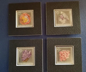 SET OF 4 MATTED 1974 10-CENT DIFFERENT MINERALS STAMPS - Picture 1 of 2