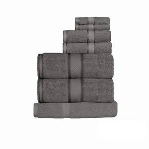 Kingtex 7 Piece 550gsm Cotton Bath Hand Towel Set Charcoal Grey - Picture 1 of 1