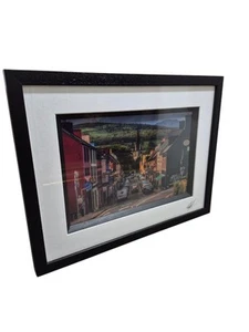 Passepartout und gerahmtes Bild der belebten italienischen Straße in Italien. handsigniert signed - Bild 1 von 9