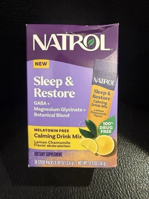 Mezcla de bebida calmante para dormir y restaurar sin melatonina Natrol limón manzanilla caducidad 2027 Foto 1 de 3