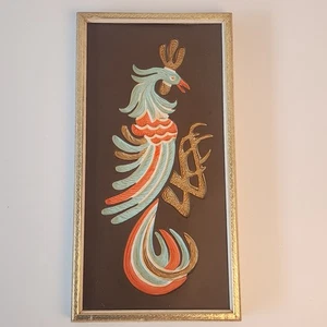 Turner Wall Accessory Fighting Cocks Rooster Framed Wall Art Mid Century Modern - Picture 1 of 9