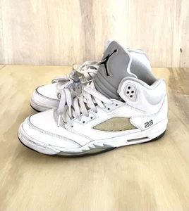 Nike Air Jordan 5 Retro GS Metallic White Wolf Grey Sneakers 6Y 440888-130 2015 - Picture 1 of 7