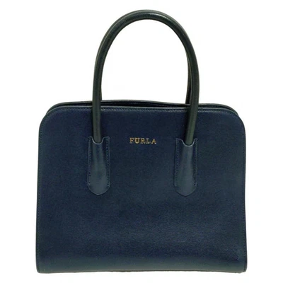 Auténtico bolso de mano FURLA - de cuero azul marino oscuro Foto 1 de 4
