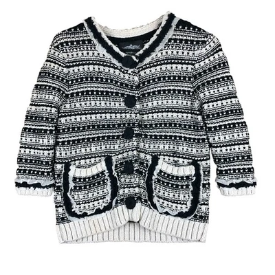 Suéter Rachel Roy Mujer Negro Crema Botón Frontal Cárdigan Tejido Pequeño Foto 1 de 4